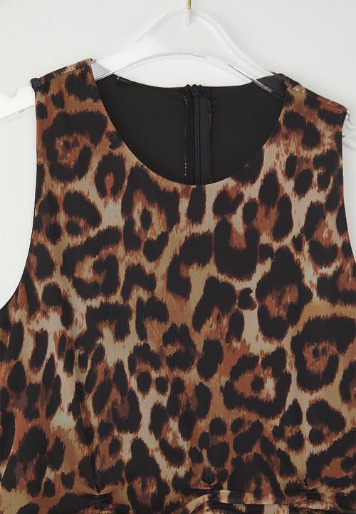 Trendyol - Animal pattern leopard knitted tulle chic evening - brown-multicolor