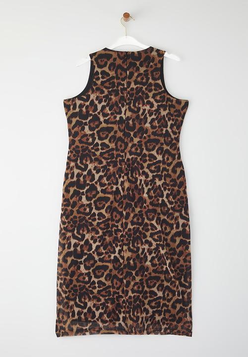 Trendyol - Animal pattern leopard knitted tulle chic evening - brown-multicolor