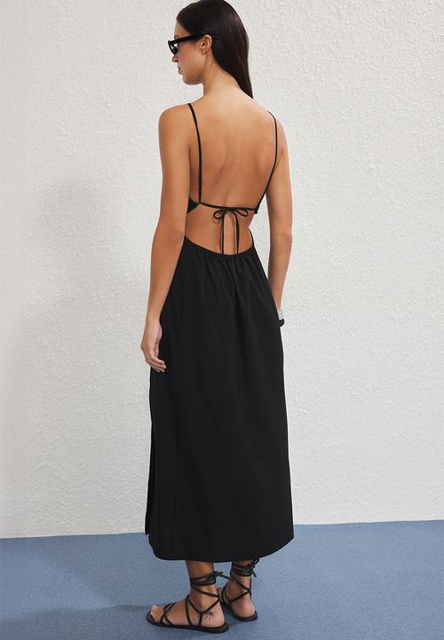 Trendyol - Woven Binding Detailed Beach Dress - black 