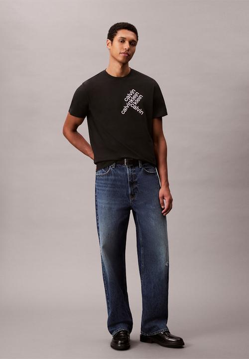 Calvin Klein - Ss 30S Eu Ck Bh Word Stack Graphic Tee - Black