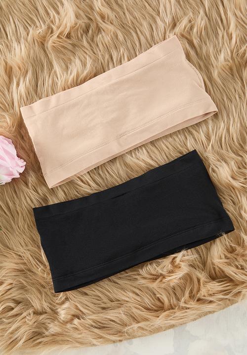 Trendyol - 2-piece seamless/seamless non-wired covered bandeau knitted bra - black