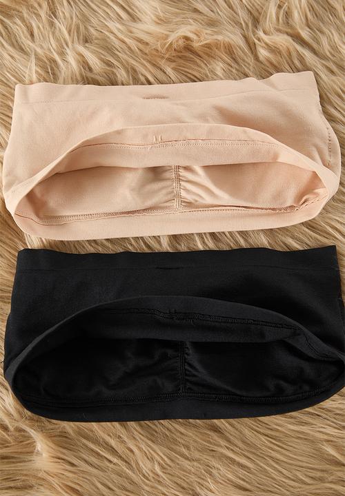 Trendyol - 2-piece seamless/seamless non-wired covered bandeau knitted bra - black