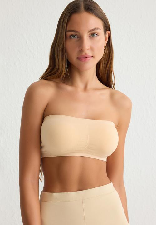 Trendyol - 2-piece seamless/seamless non-wired covered bandeau knitted bra - black