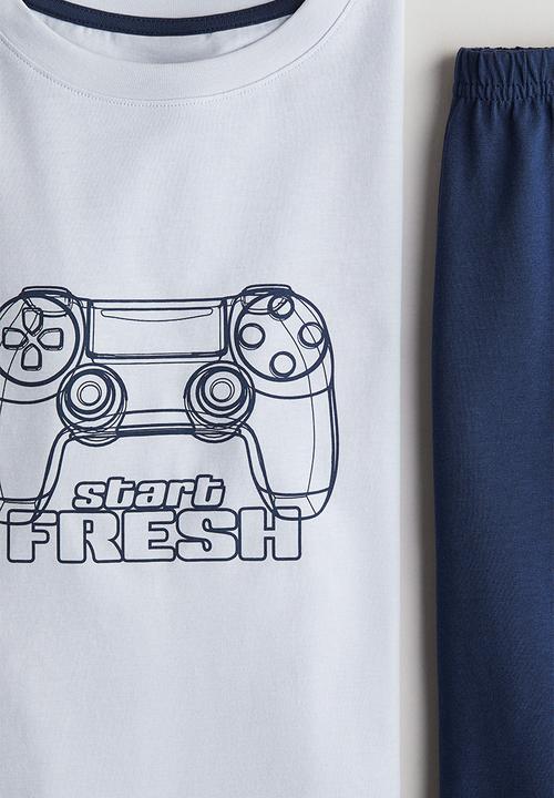 H&M - Cotton jersey pyjamas - blue game controller