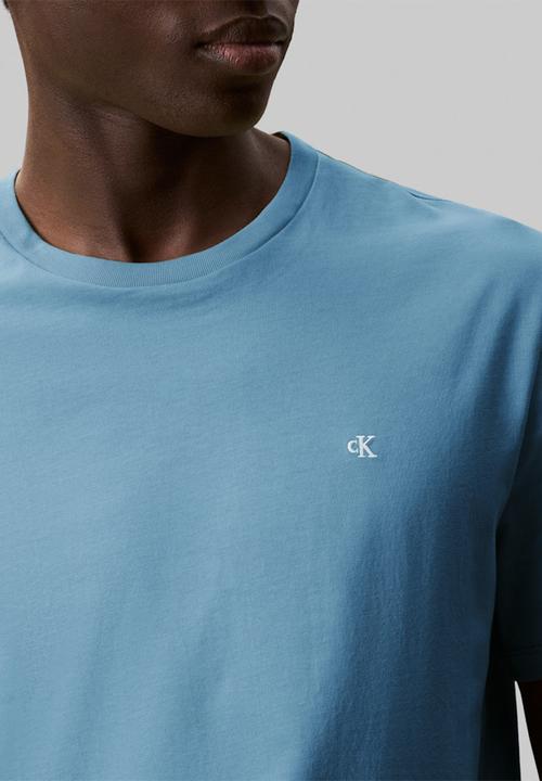 Calvin Klein - Ss Smooth Cttn Solid Crewnk Tee - Blue Steam