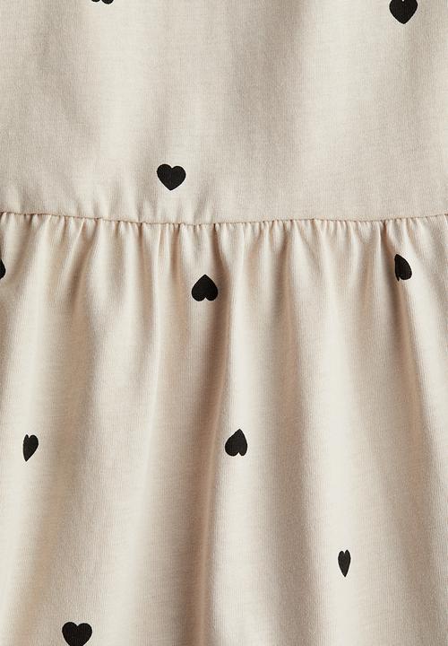 H&M - Cotton jersey dress - light beige hearts