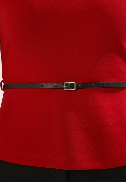 Trendyol - Belted fitted blouse - burgundy