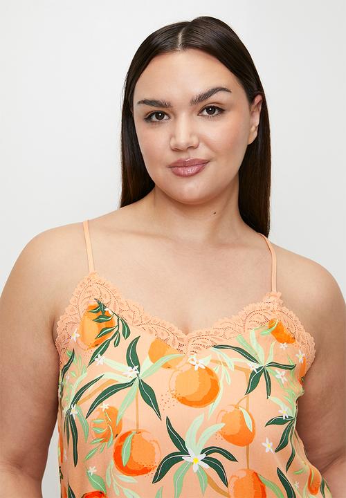 Hunkemoller - Plus Cami Woven Vibrant Summer - almost apricot