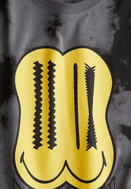 H&M - Printed T-shirt - dark grey smileyworld®