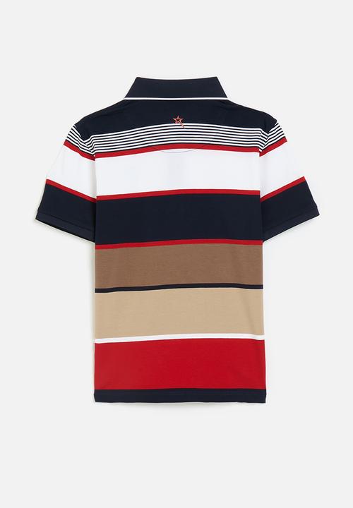 SOVIET - Boys y/dye stripe golfer - navy