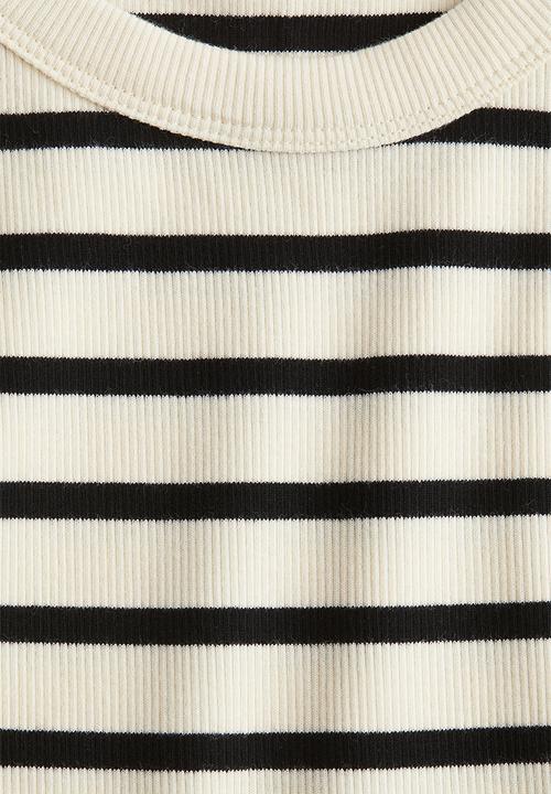 H&M - Ribbed vest top - light beige striped