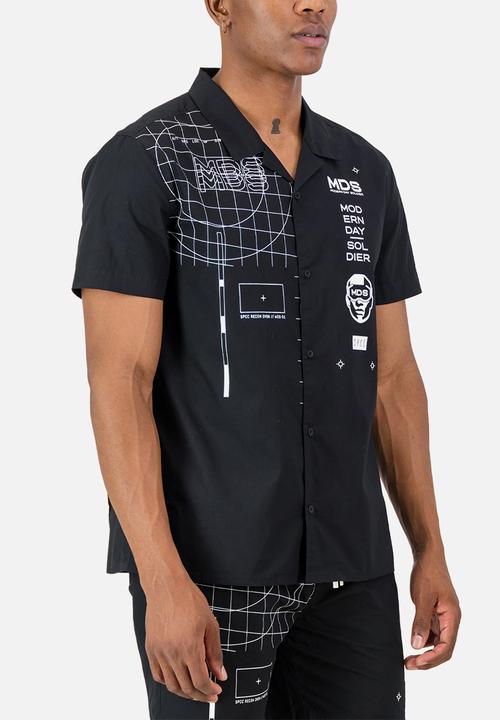 S.P.C.C - Mds Aviator Shirt  - Black Regular Fit Signature Short Sleeve Woven Shirt Black