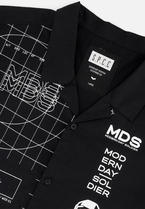 S.P.C.C - Mds Aviator Shirt  - Black Regular Fit Signature Short Sleeve Woven Shirt Black