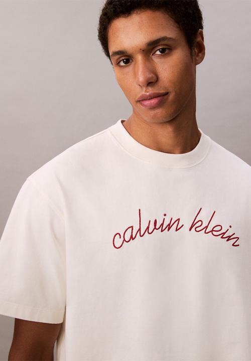 Calvin Klein - Ss Center Chain Stitch 16S Rlxd Tee - Tofu