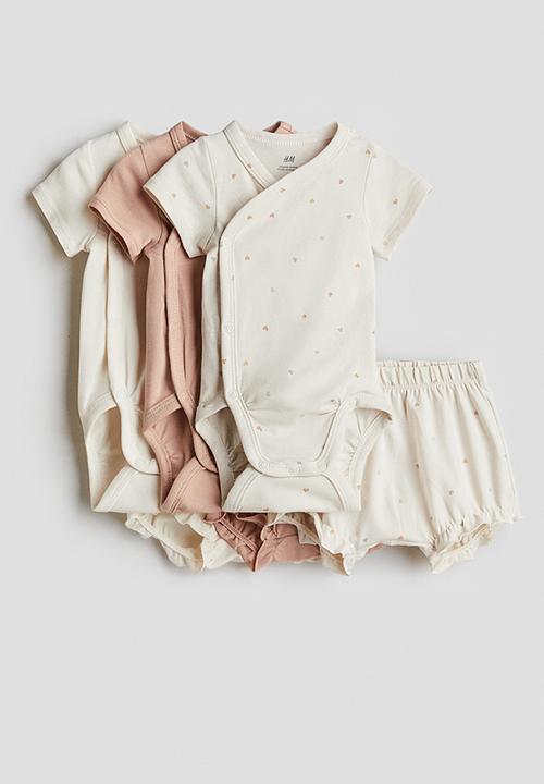 H&M - 6-Piece jersey set - light beige/hearts