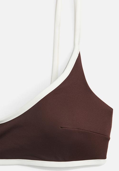 H&M - Padded bikini top - dark brown & white