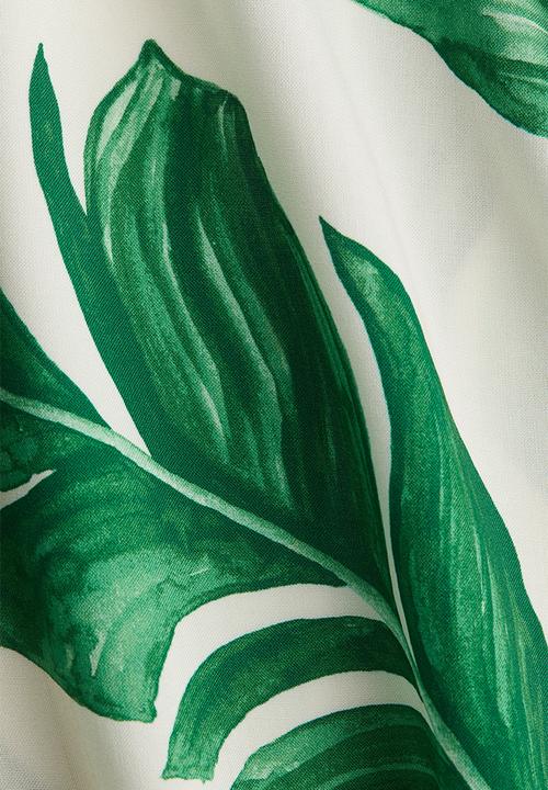 H&M - Viscose tunic dress - white leaves