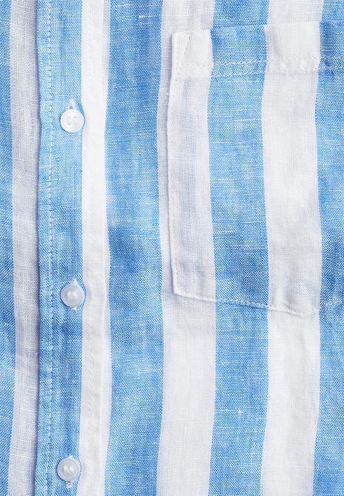 H&M - Linen shirt - light blue striped