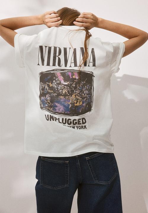 H&M - Oversized printed t-shirt - cream & nirvana