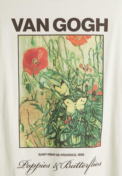 H&M - Oversized printed t-shirt - white & van gogh