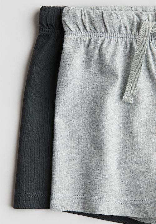 H&M - 2-Pack jersey shorts - dark grey/grey