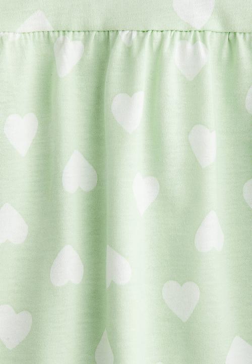 H&M - Patterned cotton dress - light green/hearts 