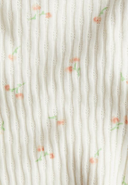 H&M - Flounce-trimmed cotton top - white floral