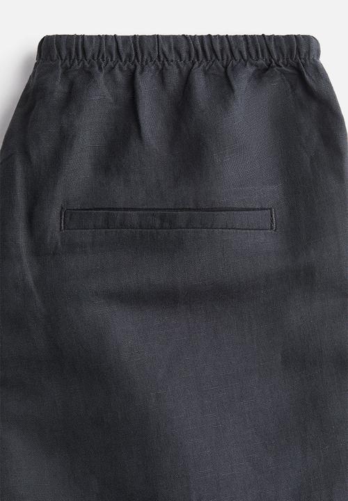 H&M - Straight linen-blend trousers - nearly black