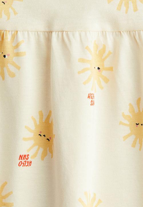 H&M - Patterned cotton dress - light yellow/hello sun