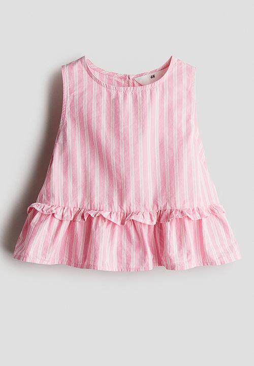 H&M - Cotton peplum top - pink striped