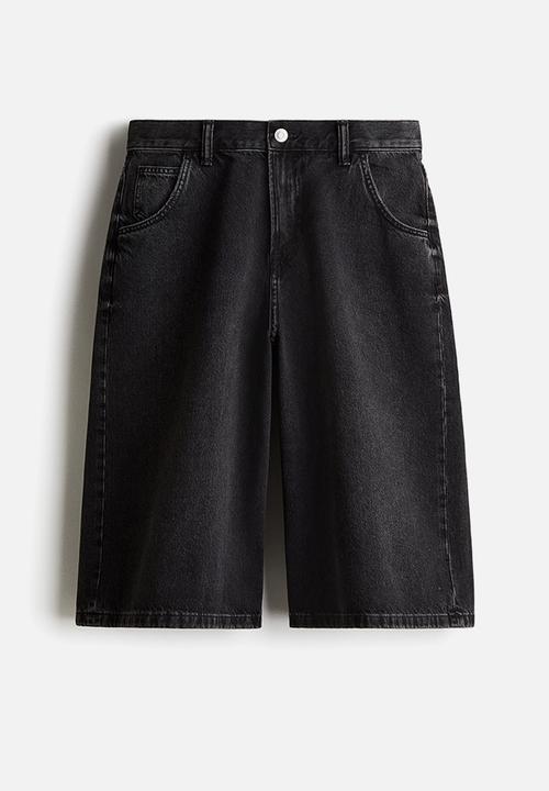 Super baggy denim shorts - denim black - 1276629003