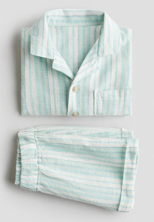 H&M - 2-Piece linen-blend set - turquoise/striped