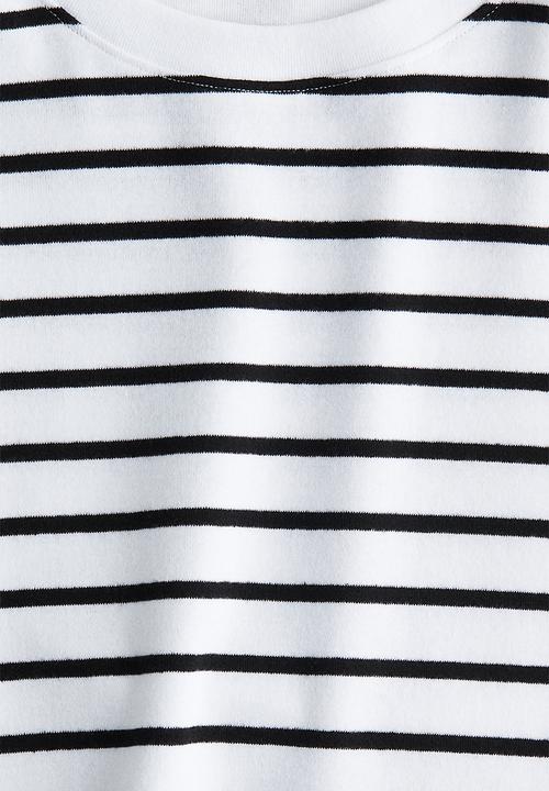 H&M - Short-sleeved jersey dress - white/striped 