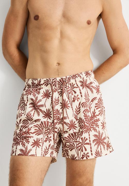 H&M - Patterned swim shorts - beige palm trees