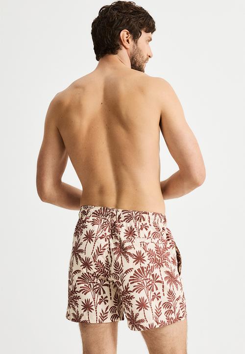 H&M - Patterned swim shorts - beige palm trees