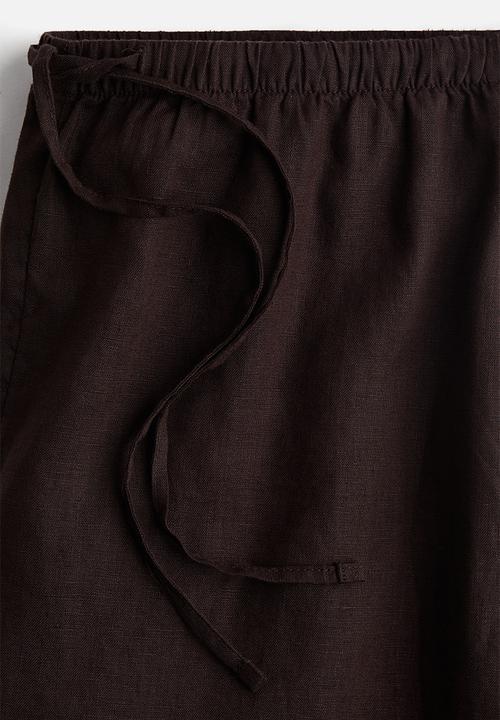 H&M - Linen drawstring shorts - dark brown
