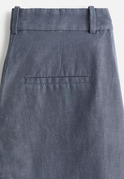 H&M - Wide linen-blend trousers - steel blue