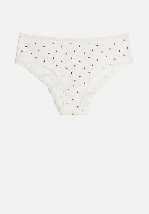 H&M - 5 pack cotton hipster briefs - white hearts 