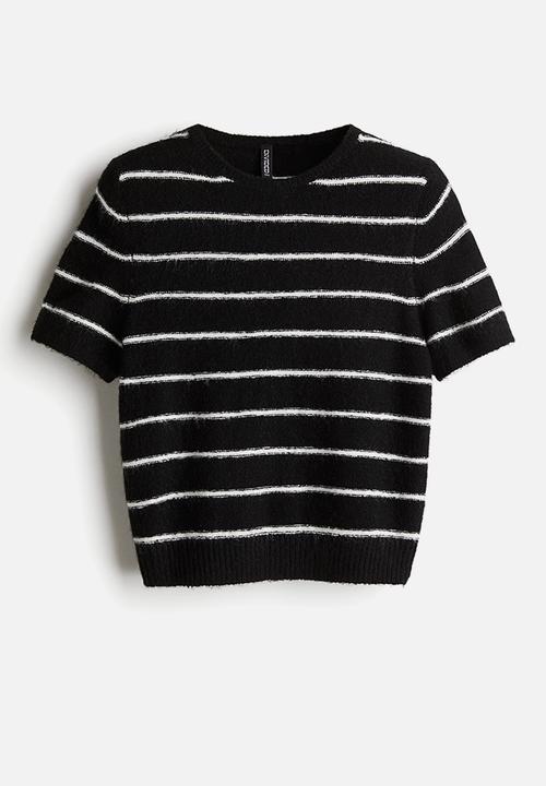 H&M - Fine-knit t-shirt - black striped