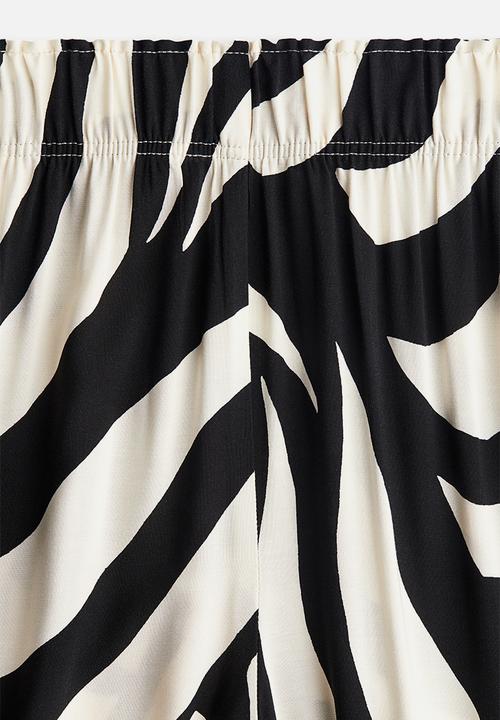 H&M - Cropped pull-on trousers - cream/black patterned