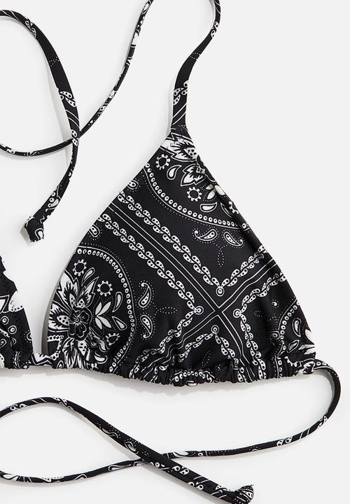 H&M - Padded triangle bikini top - black,multi