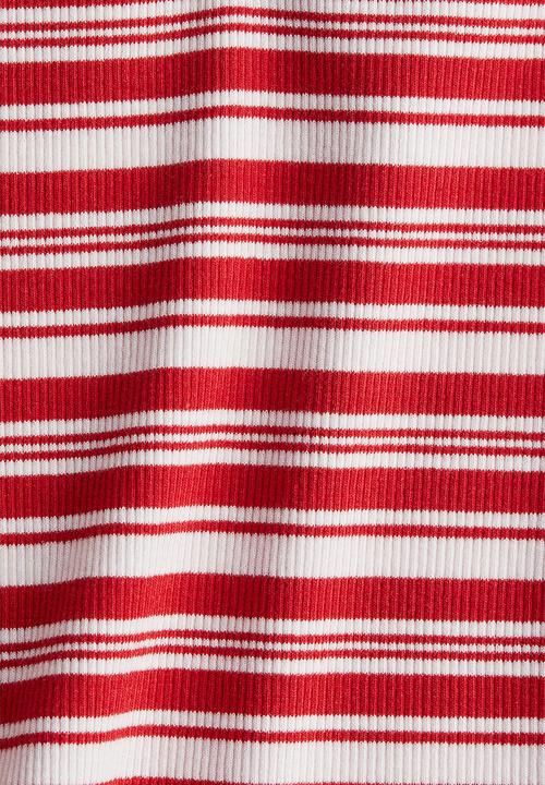 H&M - Ribbed boat-neck top - red striped