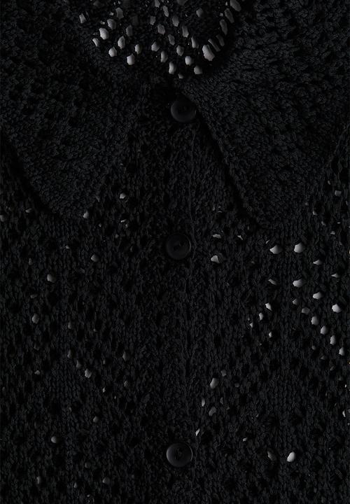 H&M - Short-sleeved pointelle-knit shirt - black