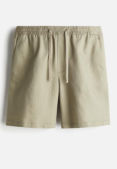 H&M - Relaxed fit linen-blend shorts - khaki green