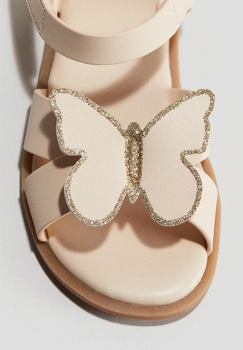 H&M - Appliquéd sandals - light beige/butterflies