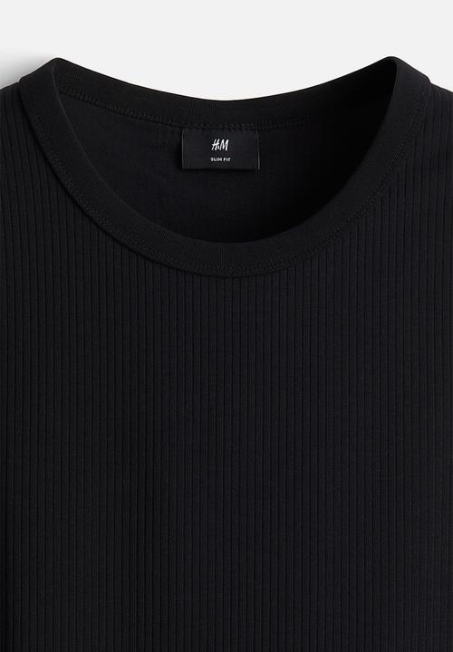 H&M - Slim fit ribbed vest top - black