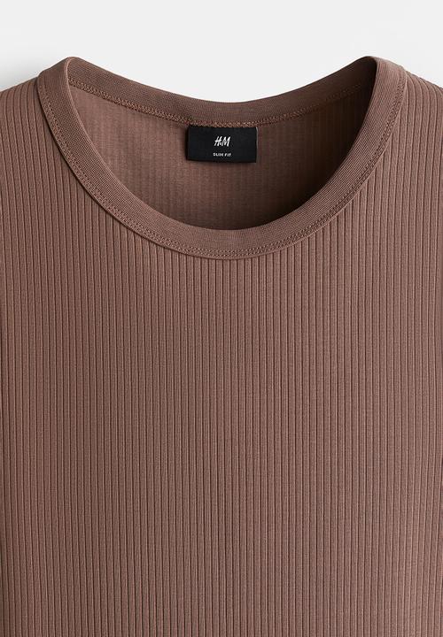H&M - Slim fit ribbed vest top - light brown
