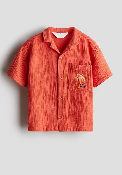 H&M - Cotton muslin resort shirt - orange/chill mode 