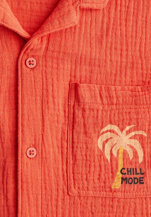 H&M - Cotton muslin resort shirt - orange/chill mode 