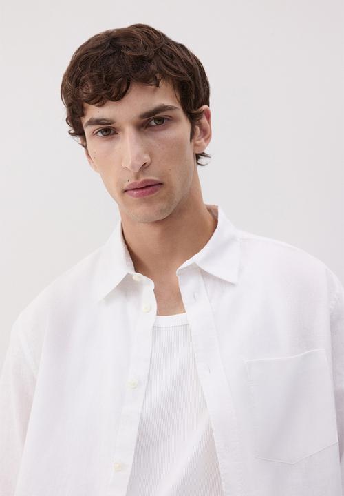 H&M - Regular fit linen-blend shirt - white